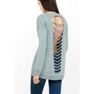 EXPRESS GRAY SWEATER WITH BACK DETAIL